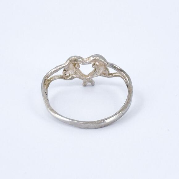 Vintage Sterling Silver 925 Heart Ring Size 2 - Picture 5 of 10